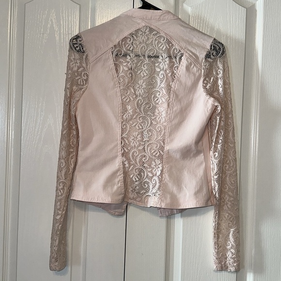 Candie’s Lace Moto Jacket Women Size Small Pink Blush long Sleeve - Picture 6 of 15